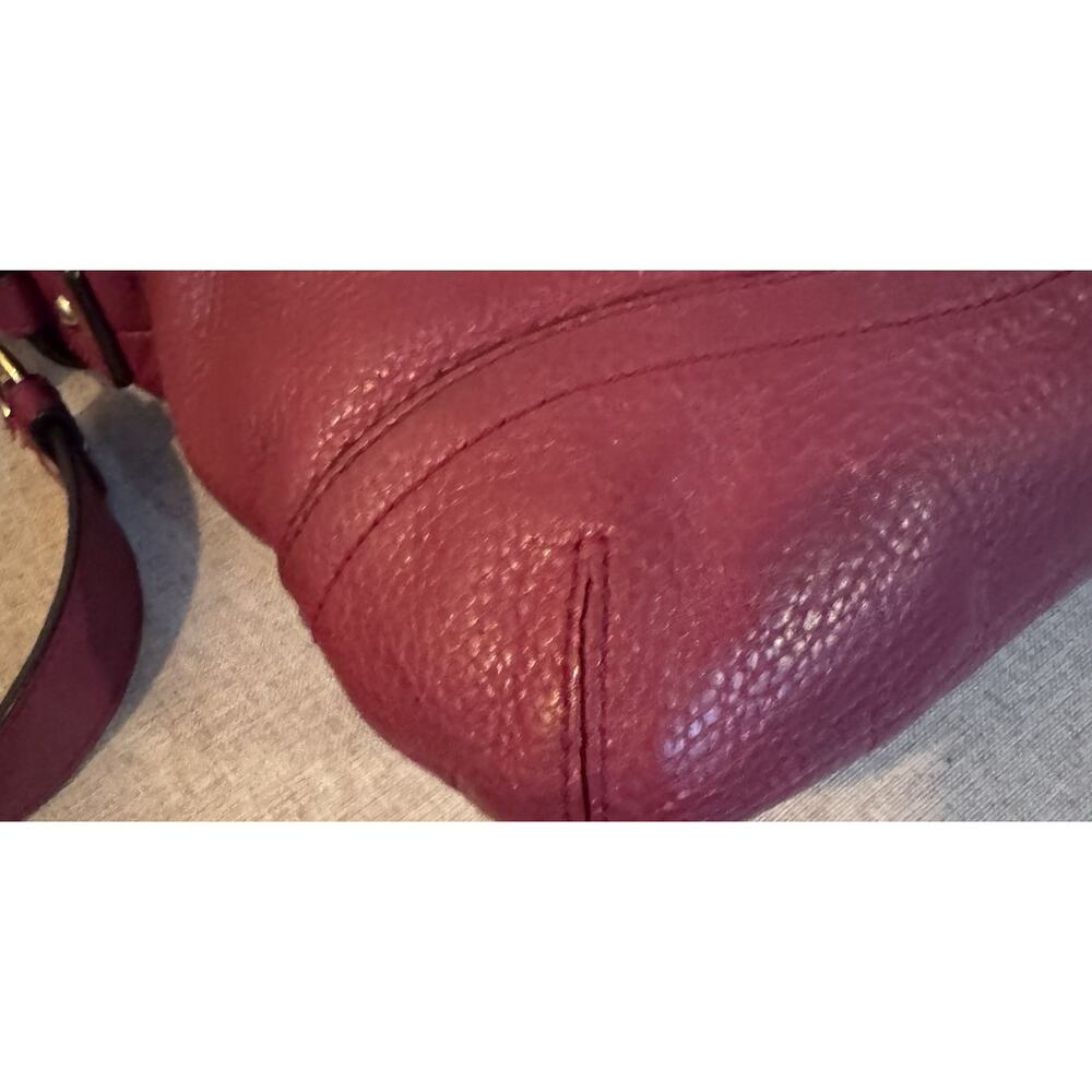 Coach Burgundy Pebbled Leather Chain Duffle Crossbody Shoulder Bag - Picture 8 of 12